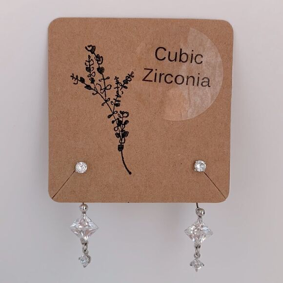 Silver Cubic Zirconia Earrings  - Picture 1 of 4
